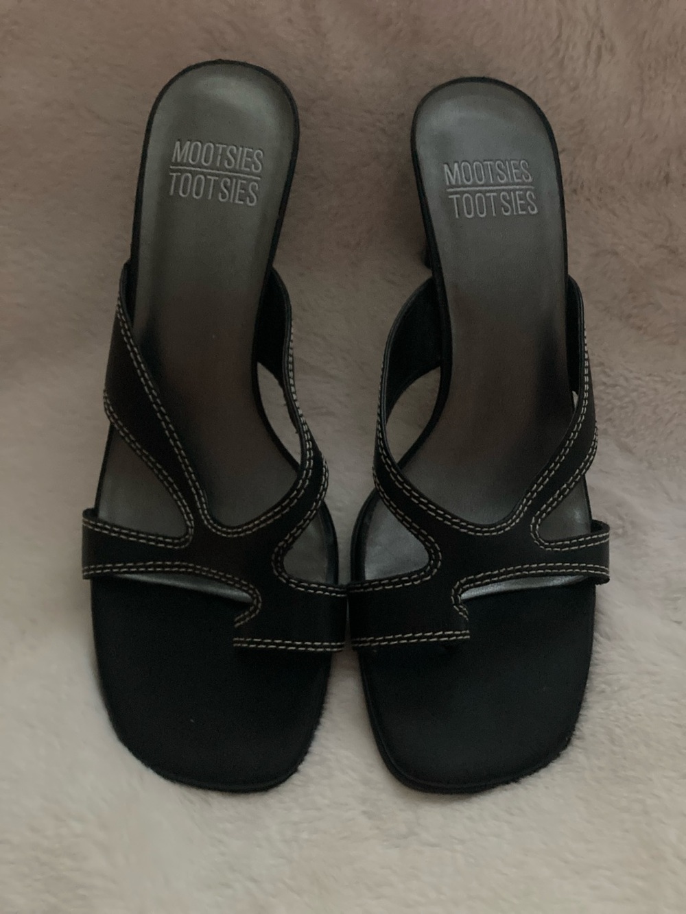 Mootsies Tootsies Black Slip-On Mules with Contrast Stitching